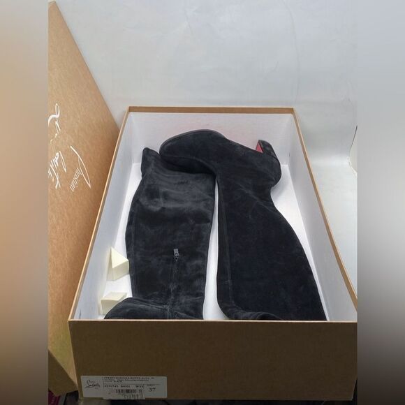 Christian Louboutin Black Stretchadoxa Botta Alta Suede Boots size 37 - Picture 14 of 16